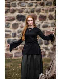 Middelalderbluse Lea Black med hætte