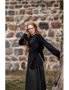 Middelalderbluse Lea Black med hætte 2