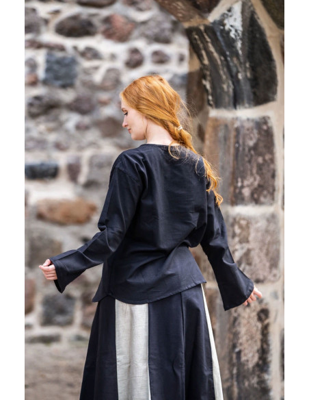 Middelalderbluse model Tilda, sort farve
