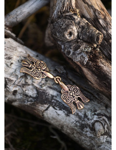 Viking Hugin en Munin cape broche, in brons 2