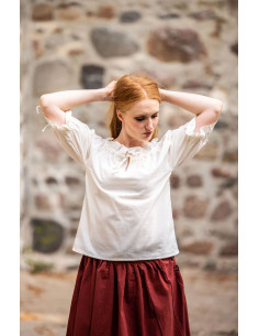 Blusa medieval para mujer modelo Vera, blanco natural 2