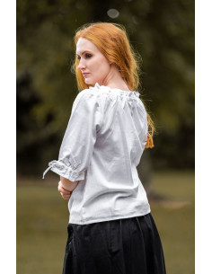 Blusa medieval para mujer, blanco