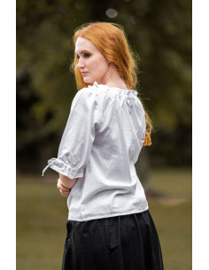 Middelalderbluse til kvinder, hvid