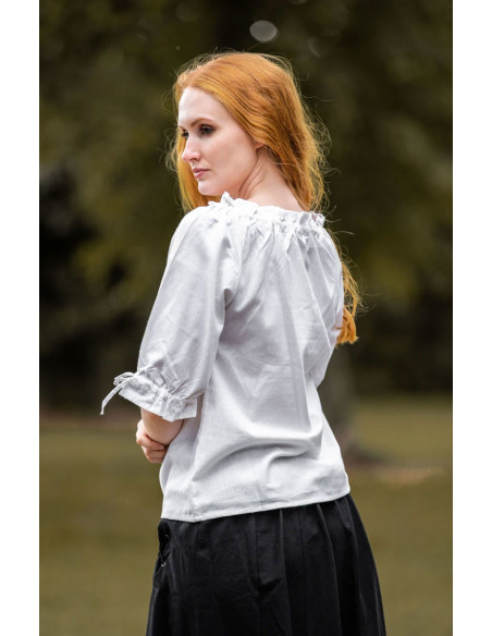 Blusa medieval para mujer, blanco