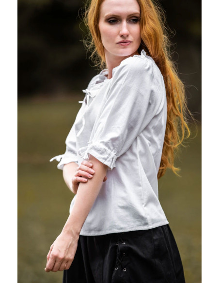 Blusa medieval para mujer, blanco
