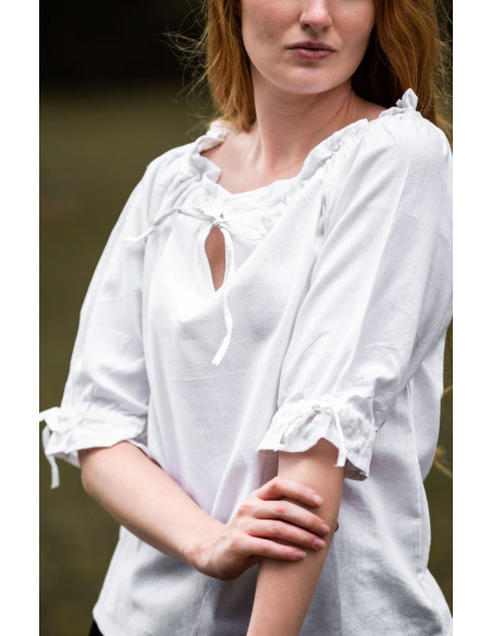 Blusa medieval para mujer, blanco