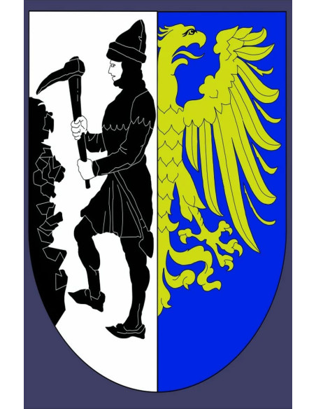 Estandarte medieval con picador y águila
