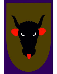 Estandarte medieval con cabeza de bóvido negro