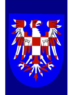 Middelalderligt banner med rød-hvid ørn