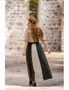 Falda medieval modelo Diana, verde-blanco natural 2