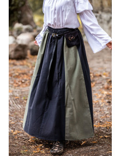 Middeleeuwse rok Diana model, zwart-groen