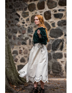 Middelalderskørt med broderi Svenja model, rå hvid