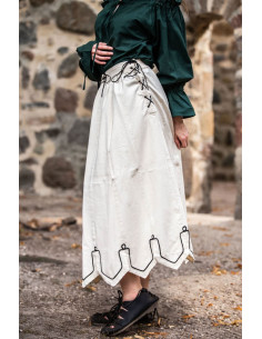 Middelalderskørt med broderi Svenja model, rå hvid 2