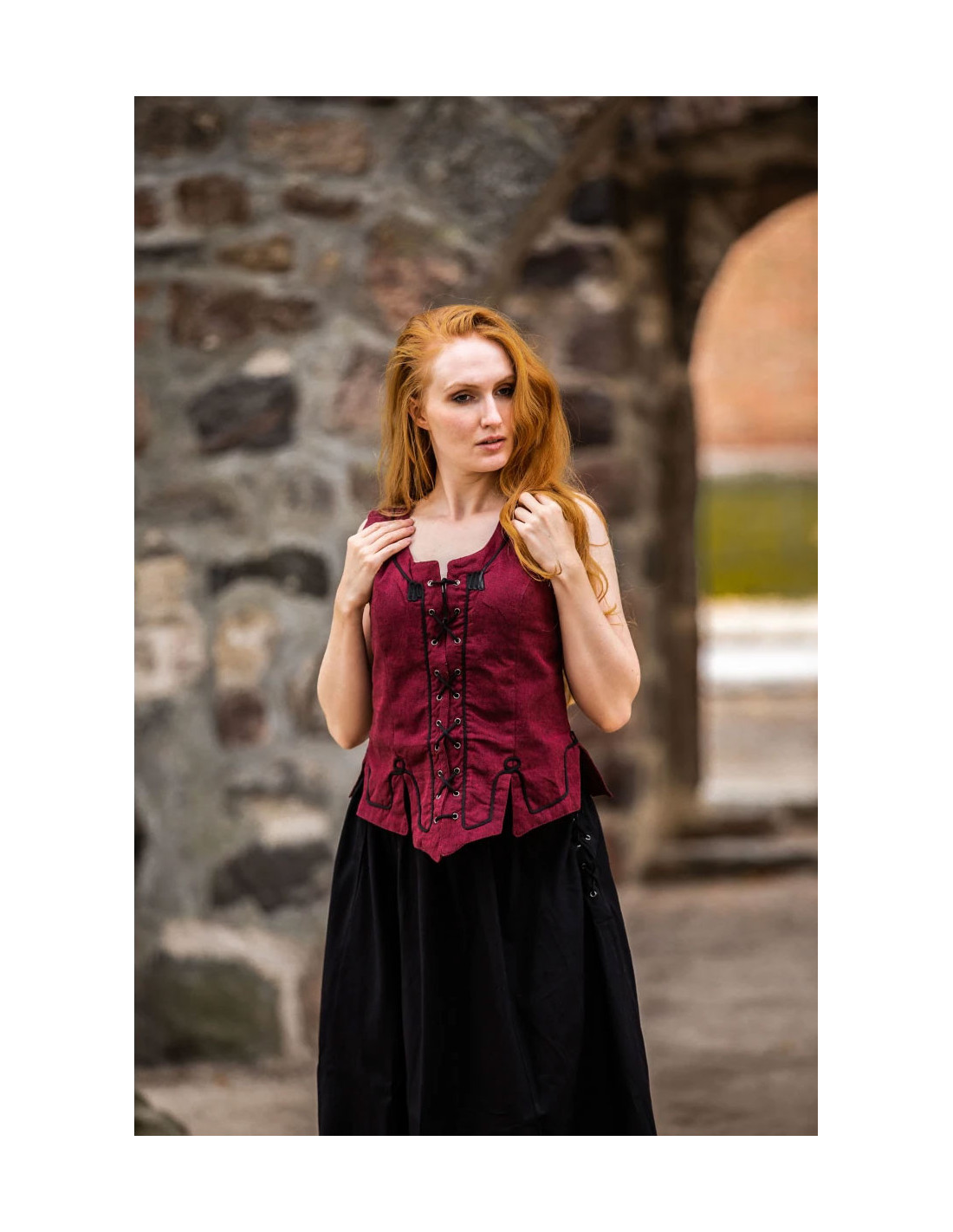 Chaleco medieval mujer modelo Selma, rojo ⚔️ Tienda-Medieval