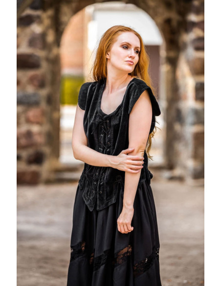 Middeleeuws vest model Adrienne, zwart