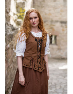 Mittelalterliche Weste mit Selma-Stickerei, braune Farbe
