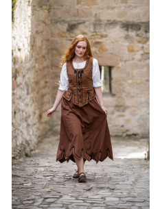 Mittelalterliche Weste mit Selma-Stickerei, braune Farbe 2