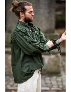Camisa medieval Adrián con cordones, color verde