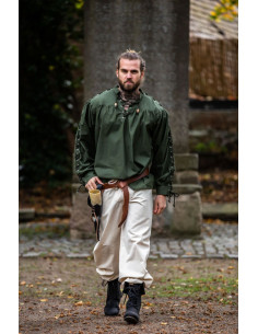 Camisa medieval Adrián con cordones, color verde 2
