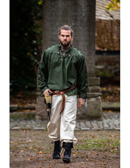 Camisa medieval Adrián con cordones,...