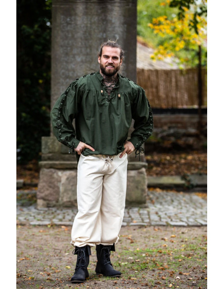 Camisa medieval Adrián con cordones,...