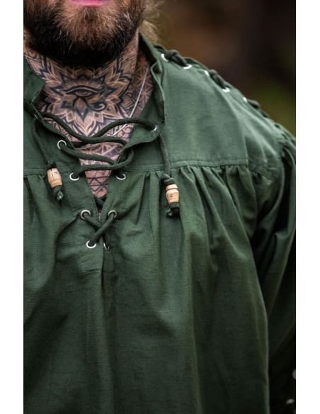 Camisa medieval Adrián con cordones,...