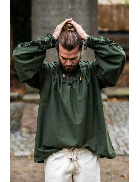 Camisa medieval Adrián con cordones,...