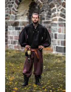 Middeleeuws hemd Landsquenet model Albert, zwartbruin