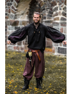 Camisa medieval Lansquenete modelo Albert, negro-marrón 2