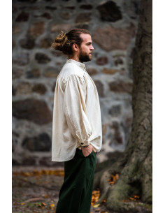 Middelalderskjorte Leopold model, naturlig hvid farve