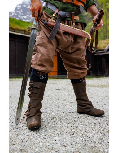 Stole på Brun Uden for Wodan vikingebukser i hør, brune ⚔️ Tienda Medieval Størrelse L