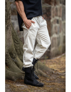 Pantalones medievales Unisex color NATURAL con banda...