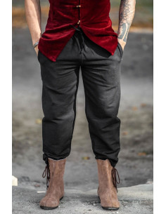 Pantalón medieval Joren de corte recto, color negro