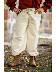 Pantalón medieval Gerold, color blanco natural
