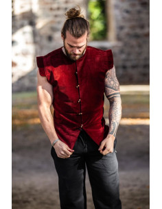 Renaissance-Weste gefüttert, Heinrich-Modell, rote Farbe