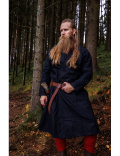 Åben vikingetunika i uld Balder model, sort