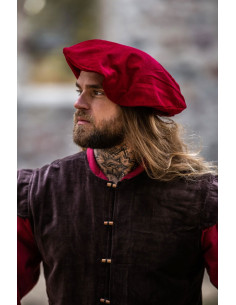 Gorro renacentista algodón rojo, modelo Kurt