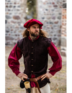 Renaissance rode katoenen hoed, model Kurt 2