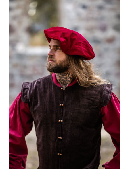 Renaissance rode katoenen hoed, model...