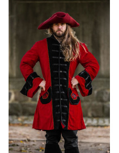 Sombrero Hugo pirata tricornio en lana, rojo