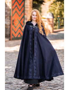 Capa medieval de Cabo azul con capucha, modelo Gesa