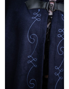 Capa medieval de Cabo azul con capucha, modelo Gesa 2