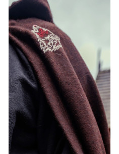 Capa vikinga Alpha con bordados de lobo, marrón 2