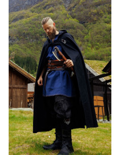 Alpha Wikingerumhang mit Wolfsstickerei, schwarz 2