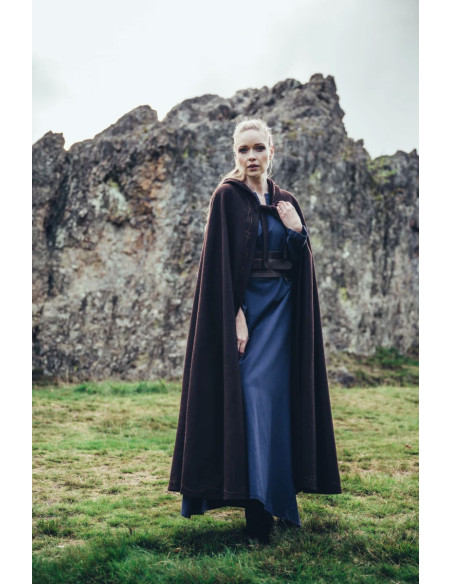 Bruine middeleeuwse wollen cape met...