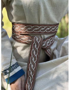 Cinturón vikingo modelo Elina, algodón marrón