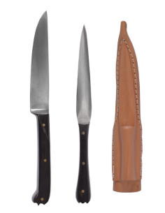 Set 2 mittelalterliches Besteck mit Lederbezug -...
