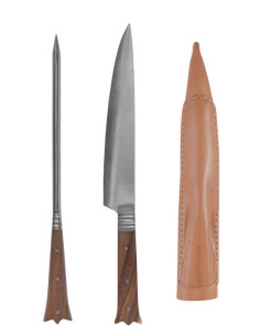Set 2 cubiertos medievales almenados largos - mango madera