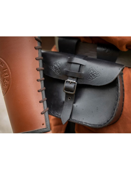 Zwarte leren tas met Keltisch design