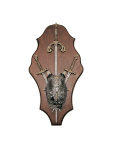 Middeleeuwse wapenrusting met een zwart zwaard, 2...
